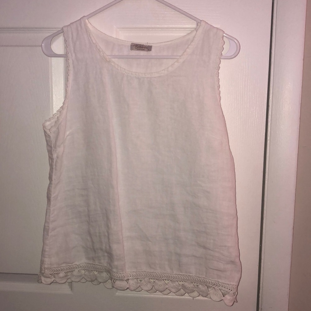 White Linen Tank Top